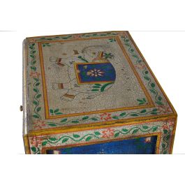 GINER Y COLOMER - Table de nuit en bois de manguier multicolore, 1 porte et 1 tiroir, peinture à la main, 60x46x34 cm