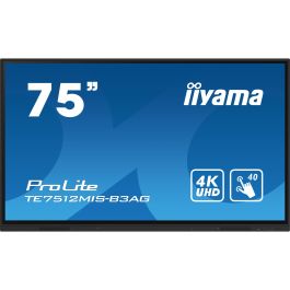 iiyama ProLite TE7512MIS-B3AG - Écran numérique tactile professionnel 75" (189 cm) 4K UHD IPS 24/7, Android 11, 4x HDMI, USB-C (65W), Wi-Fi 6, Bluetooth 5.0, Haut-parleurs, Noir