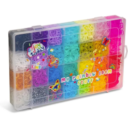 Rainbow Loom Treasure Trove - Kit créatif pour bracelets élastiques DIY - Coffret avec 11 000 élastiques (28 couleurs), fermoirs et accessoires - Idée cadeau enfant dès 7 ans