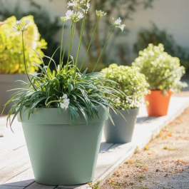 Eda Pot de fleur Toscane rond, Ø 60 cm, 76 L, intérieur/extérieur, anti-UV et gélif, couleur orange terre battue, fabriqué en France