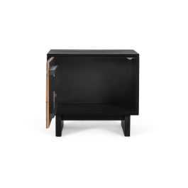 Table de Chevet en Bois de Mango et Sheesam Effet 3D Wengué et Noix - 50 x 56 x 40 cm avec Porte et Montage