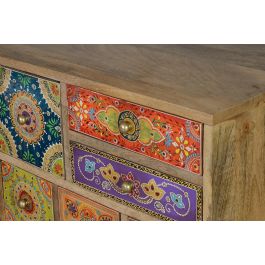 GINER Y COLOMER Table téléphonique 9 tiroirs en bois de mango peint à la main multicolore - 63 cm H x 52 cm L x 30 cm P