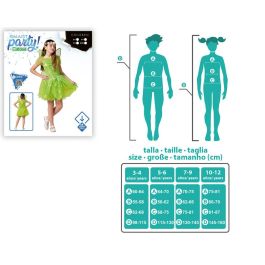 Déguisement Fée Marraine Vert Brillant pour Fille Enfant 10-12 Ans avec Ailes, en Polyester