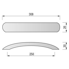 Trentadue Poignée Heracle Aluminium Chrome 256mm