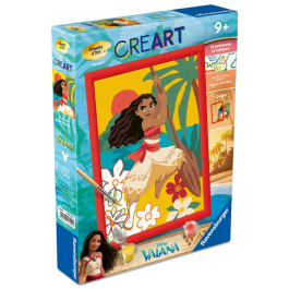 Ravensburger 12023229 - Kit CreArt Kids Peinture par Numéros Vaiana Disney, 18x24 cm, Tableau Pré-peint, avec Cadre - À partir de 7 ans