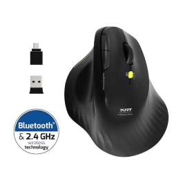 Port Designs Souris sans fil ERGO 910200 Bluetooth 2.4 GHz Rechargeable Ergonomique Clics Silencieux Compatibilité Universelle Noir