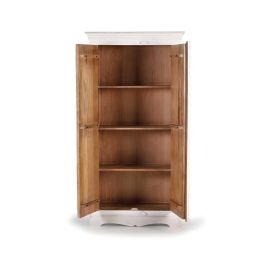 GINER Y COLOMER - Armoire en bois de manguier blanc avec style géométrique, incrustations et miroir, 2 portes, 3 étagères intérieures