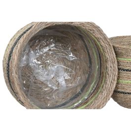 Cache-pot Home ESPRIT Marron Vert Fibre Arabe 44 x 44 x 33 cm (6 Unités)