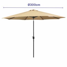 Marbueno Parasol Acier 8 Brins D300 cm Polyester Marron Jardin, Piscine, Terrasse