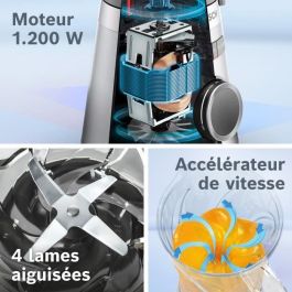 Bosch VitaPower MMB614GO - Mixeur Blender 1200 W, 2 vitesses + Turbo, Bol 2 L Tritan, 4 lames, 30 000 tr/min, Fonction gourde 650 ml incluse, Noir