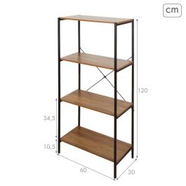 Étagère Max Home Fer Bois MDF 4 Etagères 60 X 120 X 30 CM