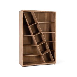 GINER Y COLOMER - Bibliothèque en bois d'acacia massif, couleur naturelle - Dimensions : 180x120x40 cm - Poids : 104 kg - Livrée assemblée et prête à l'emploi