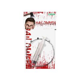 Diadème Accessoire Déguisement Halloween Adulte - Fausse Seringue avec Effet de Sang pour Costume de Patient Psychiatrique, Scientifique Fou ou Zombie