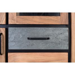 Giner y Colomer Buffet en bois d'acacia massif avec éclairage LED, 3 portes et 3 tiroirs, ameublement de rangement 110 cm