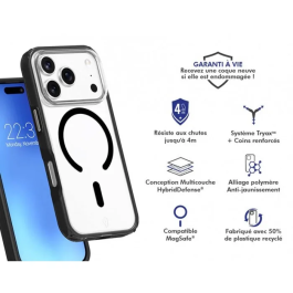 Force Case Coque Air Xtrem Frost MagSafe pour iPhone 17 Pro - Noir - Protection recyclée premium