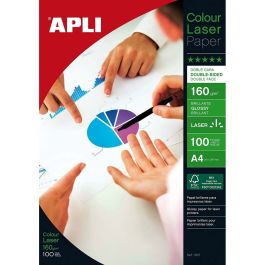 Papier Photo Glacé Apli Colour Laser A4 100 Volets (11 Unités)
