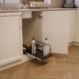 Emuca Plateau pour accessoires de cuisine avec fixation inférieure et extraction manuelle, Plastique gris anthracite