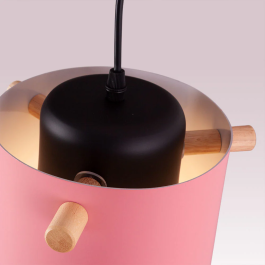 Lampe Suspendue Averie SKD-P1013-W Métal Bois Design Moderne Blanc Vert Olive Saumon Turquoise