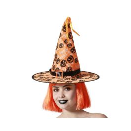 Chapeau de sorcière orange avec citrouilles noires et boucle brillante pour Halloween et fêtes - Accessoire de déguisement Precio: 2.268. SKU: B162YJA4ZN