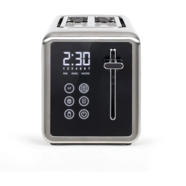 Livoo DOD205 Grille-pain digital 2 fentes 850 W avec panneau de contrôle tactile - Thermostat 7 niveaux, fonctions décongélation, réchauffage - Gris/Noir, acier inoxydable