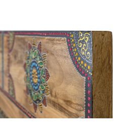 GINER Y COLOMER - Tête de lit en bois de manguier massif naturel 170 cm avec motifs peints à la main, ameublement artisanal unique pour chambre