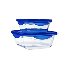 Pyrex COOK & GO - Lot de 2 boîtes de conservation hermétiques en verre borosilicate, carrées (0,8 L et 1,9 L), résistantes au four et au congélateur Precio: 41.076. SKU: B1HQBPH6L8