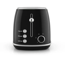 SWEISS Grille-Pain Vintage 2 Fentes GRS9 850W - Thermostat Réglable - Fonction Décongélation - Noir - Pince en Bambou