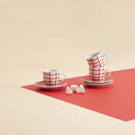 Tasse avec sous-tasse Quid Kansas Rouge Céramique 90 ml (6 Unités)