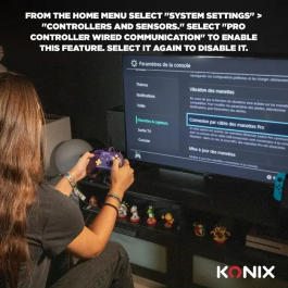 Konix - Manette filaire pour Nintendo Switch/Switch 2 et PC - Violet et noir - Poignées antidérapantes - Bouton capture d'écran - Vibration