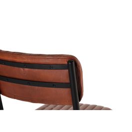 GINER Y COLOMER - Lot de 2 chaises en cuir véritable et structure métal, assise marron et pieds noirs - Dimensions (HxLxP) : 82 x 55 x 43 cm - Réf. lot