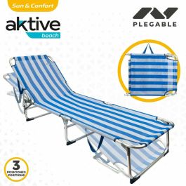 Chaise de plage Aktive Bleu Blanc 188 x 58 x 30 cm