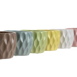 Cache-pot Home ESPRIT Jaune Blanc Vert Rose Dolomite Losanges 12 x 12 x 10 cm (6 Unités)