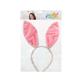 Déguisement Diadème Oreilles de Lapin Blanc à Poils Rose pour Carnaval Pâque Fête Costume Adulte Enfant