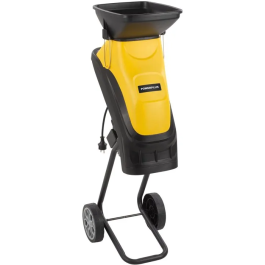 Powerplus - Broyeur de végétaux silencieux 2500 W - Diamètre de coupe 44 mm - Bac de collecte, poussoir, protection contre les surcharges - Déplacement facile sur roues