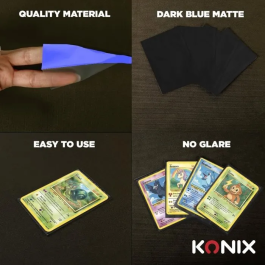 Konix - 100 Pochette Protection Premium Matte Bleu Foncé 66 x 91 mm - Sleeves Compétition pour Cartes Magic: The Gathering, Pokémon, Lorcana, One Piece