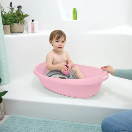 Ingenuity Baignoire bébé 4 en 1 évolutive Room to Soak, rose, extra-large, avec transat, support, jeux d'eau, 0-24 mois