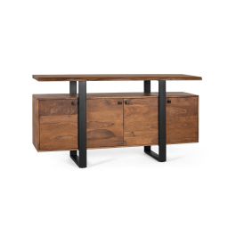 GINER Y COLOMER - Buffet 4 portes en palissandre avec pattes métal, couleur noyer - 175 x 45 x 90 cm