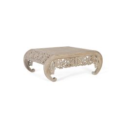 GINER Y COLOMER Table de salon en bois de manguier massif finition blanc décapé - Pièce artisanale sculptée main avec pieds de 20 cm Precio: 995.988. SKU: B12TCHWFL7