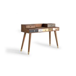 GINER Y COLOMER Bureau en bois de manguier avec tiroirs de différents finis, 88 x 130 x 45 cm, naturel, finition main Precio: 731.988. SKU: B148G4R4WY