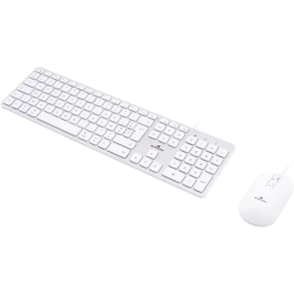 Bluestork Pack Clavier et Souris Filaire Compatible Mac KB Mac - Touches Concaves Silencieuses, 13 Raccourcis Multimédia, Adaptateur USB/USB-C - Blanc