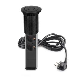 Emuca Multiconnecteur élevable Vertikal, EU, Peint en noir, Plastique et Aluminium.