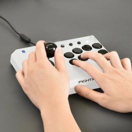 Hori Fighting Stick Mini - Manette de jeu filaire blanche officielle PlayStation pour PS5, PS4, PC - Stick arcade compact 8 boutons