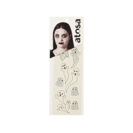 Stickers de maquillage faciaux avec fantômes et strass iridescents - Accessoire pour déguisement Halloween et fêtes thématiques