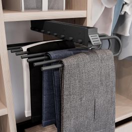 Emuca Porte-pantalons extractible, Droite, Peint en aluminium, Acier et Plastique.