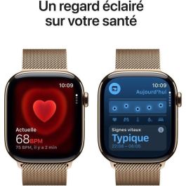 Apple Watch Series 11 GPS + Cellular 46 mm Boîtier Titane Doré Bracelet Boucle Milanaise Dorée M/L MFD84ZRA