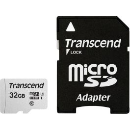 Transcend USD300S-A Carte microSDHC 32 Go Classe 10 UHS-I U1 A1, Lecture 95 Mo/s, Écriture 25 Mo/s, Résistante à l'eau, aux chocs et aux températures, avec Adaptateur SD