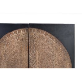 GINER Y COLOMER Buffet 4 portes en bois de manguier et métal, finition noyer vieilli, 90 x 145 x 40 cm