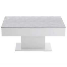 Table Basse - Bout de canapé -  mélamine Gris Béton et Blanc L100 x H46,1 x P65 cm