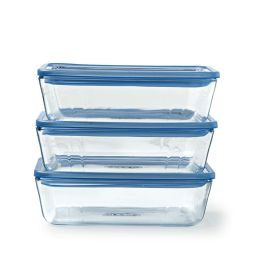 Ensemble de Boîtes à Lunch Pyrex Bleu Transparent 2,6 L 3 Pièces