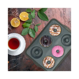 Zenker Moule à Donuts en Silicone Fibre de Verre - 6 Cavités - 36 x 26 cm - Noir - Cuisson Rapide et Démoulage Facile Sans Matière Grasse